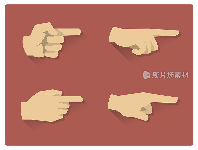 Pointing hand flat icons